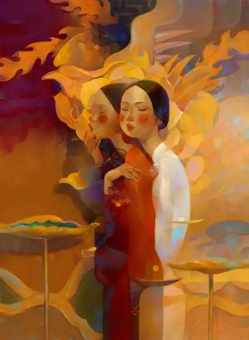 90后插画家,画出柔美的越南少女,充满梦幻的诗意