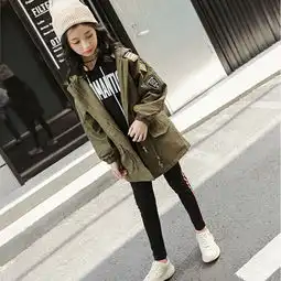 洋湖轩榭女童外套春秋2019新款韩版女童中长款风衣中大童外套秋季童装上衣a