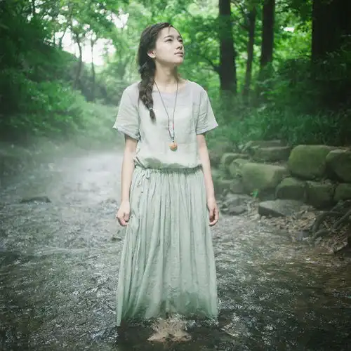 年夏季连衣裙森女文艺范棉麻拼接抽带短袖堆糖,美图壁纸兴趣社区