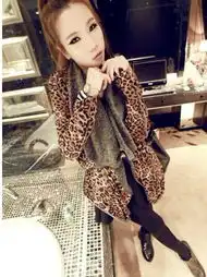 today尚装秋冬欧美个性大牌气质不规则荷叶边双面穿豹纹毛绒外套