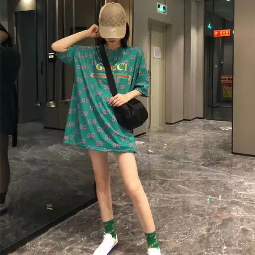 快手网红明星同款短袖2020新款t恤社会女潮夏季双g百搭宽松上衣潮