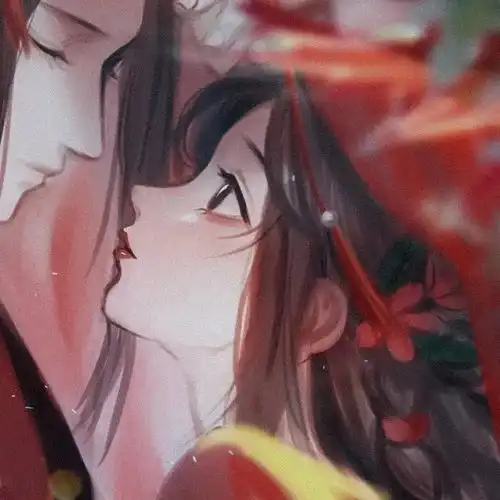 红色古风动漫情侣头像