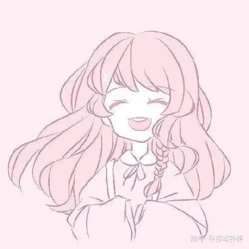 手绘黑白头像女蓝色系
