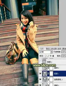 photoshop给阶梯上的美女加上柔和的暗调橙青色
