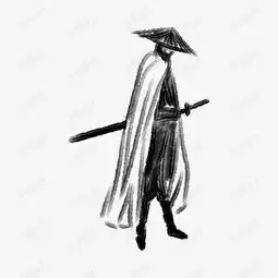 古风水墨戴斗笠的侠客素材图片免费下载高清psd千库网图片编号11525621