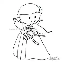 朝鲜族小女孩简笔画