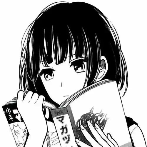 手绘女生头像卡通黑白吸