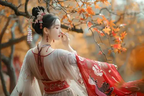 古风气质美女背影摄影图摄影图