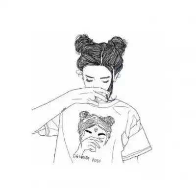 手绘黑白头像女手绘漫画