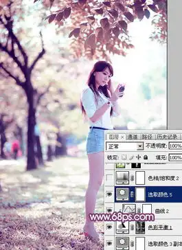 ps调出紫红色甜美的外景女生图片