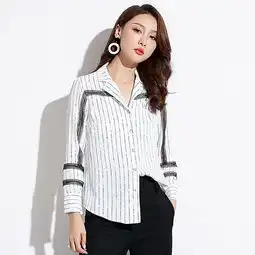 施悦名2019春季新款品牌女装宽松随性慵懒风都市休闲衬衣条纹衬衫女
