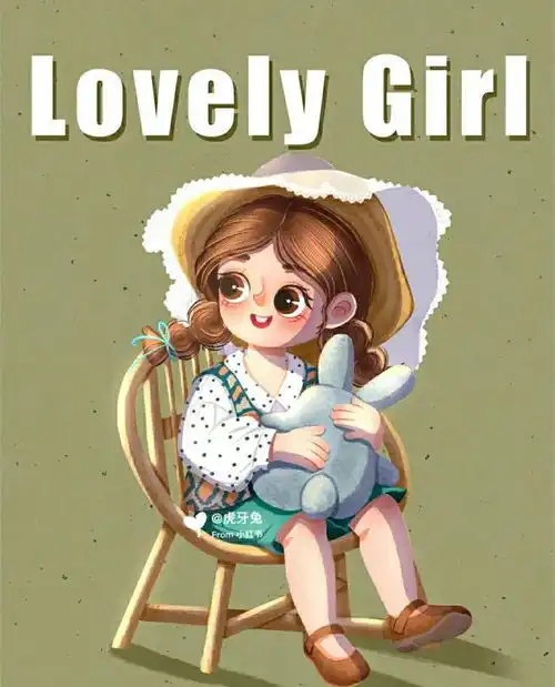 插画可爱的大眼睛小女孩儿