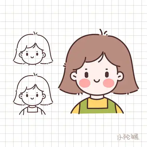 卡通女孩手账头像绘制过程