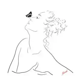 俄罗斯艺术家的极简黑白线描美女人体