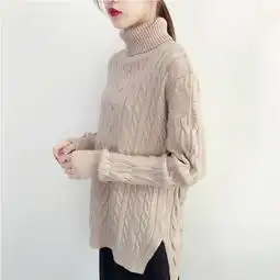 施悦名2018毛衣可爱女宽松高领粗毛线慵懒风加厚女士麻花毛衫外穿套头
