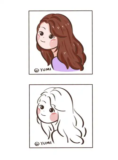 少女风人物头像订制简笔画教程可爱少女头像插画