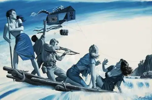 战地浪漫二战性感美女战斗插画