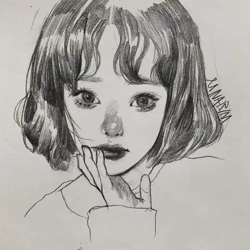 速写少女灵动甜美可爱艺术家minarimdrawing