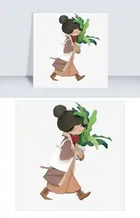 抱着盆栽的文艺女生插画png免抠图片素材psb格式下载动漫人物大全