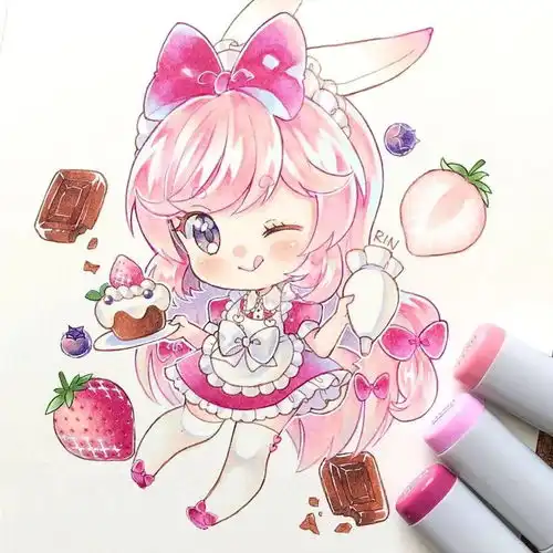 马克笔手绘超萌超可爱的小仙女q版马克笔手绘