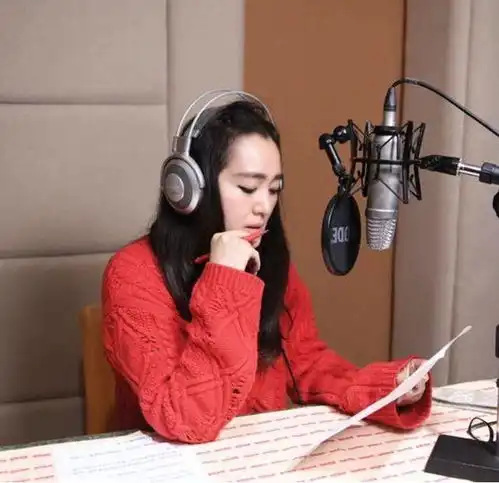 52岁巩俐现身录音棚,网友大红毛衣,超减龄