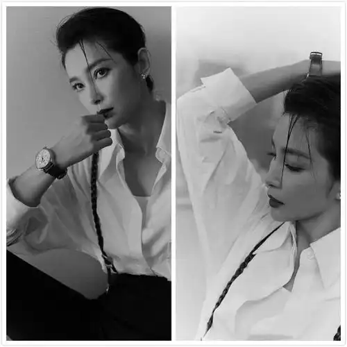 女生帅起来真不输男生,李冰冰身穿黑色西装,有霸总的既视感