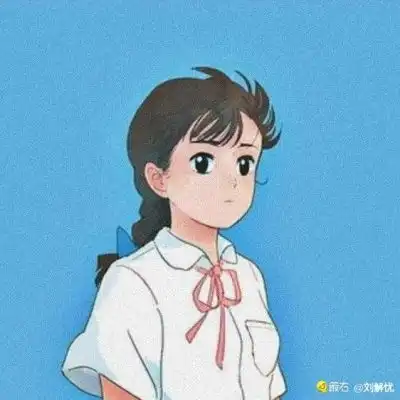 卡通头像女手绘浅蓝色