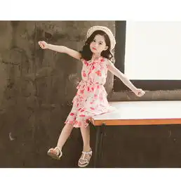 2019清新童裙女童夏季新品裙子中大童儿童领结雪纺连衣裙pwy