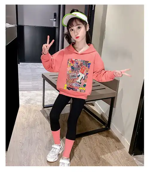 易蓓儿女童卫衣春装2020新款韩版潮洋气中大儿童装网红女孩宽松连帽上衣