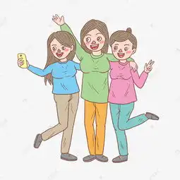 旅游姐妹三人自拍手绘卡通素材图片免费下载高清psd千库网图片编号11288233