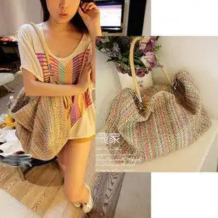 2012新款潮包进口编织小辣椒草编包韩版彩色单肩包编织包女包包