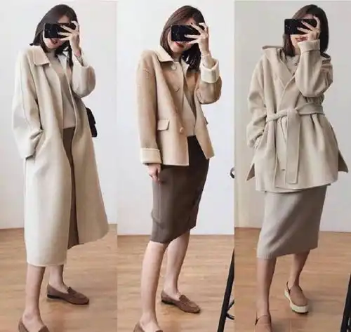 155cm小个子女生秋冬穿搭,大衣搭针织衫保暖又时髦,穿出高级感