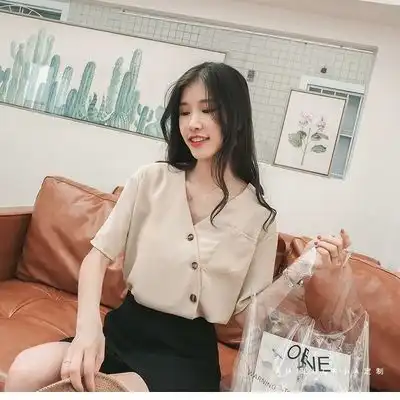 白色绣花蝴蝶雪纺衫女夏韩版学生披风上衣女夏宽松衬衫气质显瘦