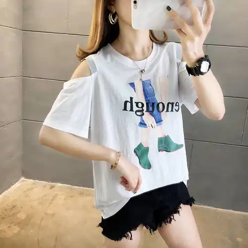 lr2020春夏新款网红短袖t恤潮上衣女中长款宽松大码女装