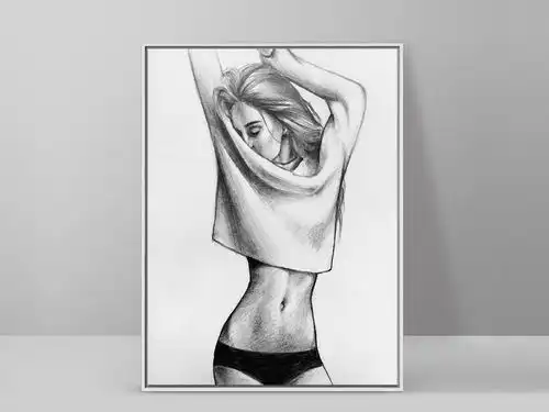 不羁的人生黑白手绘美女人体艺术家居装饰画图片设计素材高清模板下载12.47mb人物无框画大全