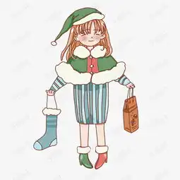 圣诞节卡通手绘女孩和礼物素材图片免费下载高清psd千库网图片编号11493846