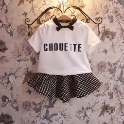 2014夏装新款女童韩版气质蝴蝶结领结字母短袖t恤0.42公斤