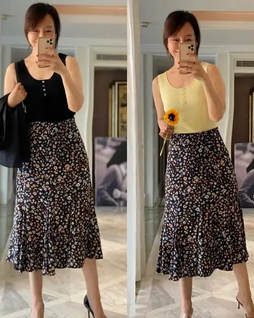 50岁女人穿真丝碎花裙时,记住四要四不要,显贵优雅有女人味