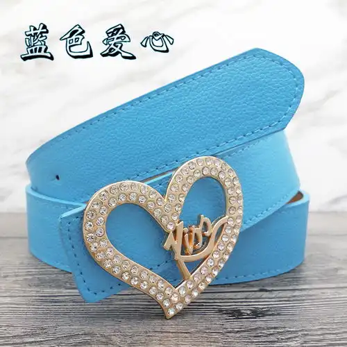 女士腰带韩版百搭爱心平滑扣装饰皮带女学生简约白色女生裤带宽