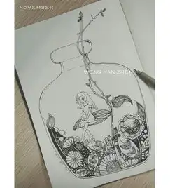 黑白手绘动漫线描