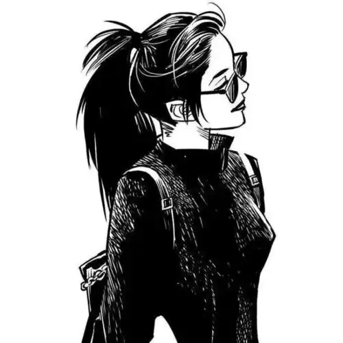 手绘黑白头像女效果