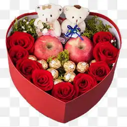 女生头像手捧花心形礼盒