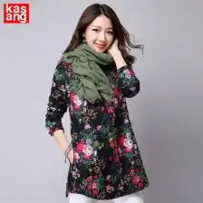 女碎花棉衬衫