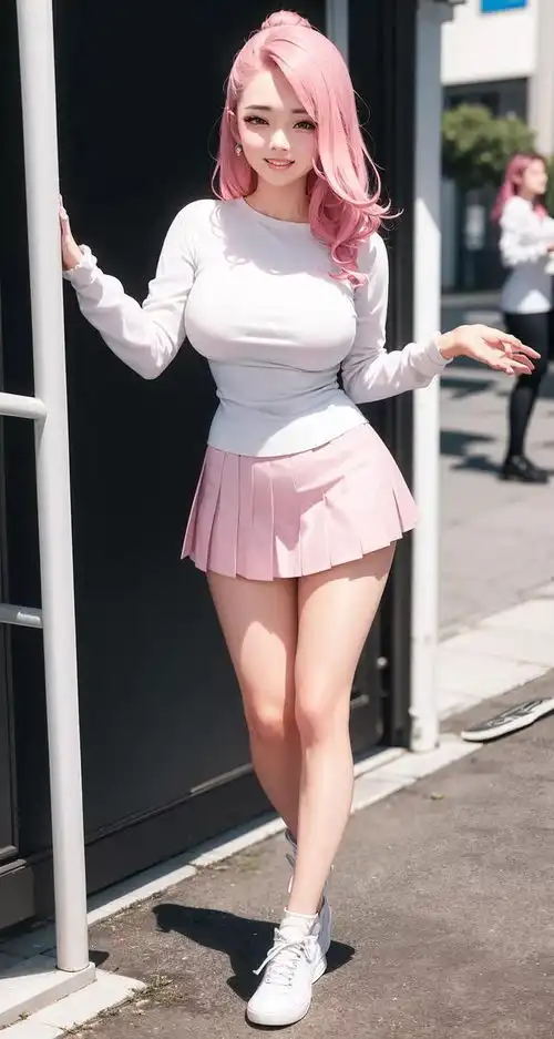 粉色系jk制服美女