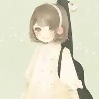 手绘女生头像卡通黑白扣