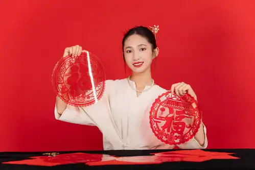 剪纸剪窗花新年龙年春节美女人物摄影图广告素材下载至来源处