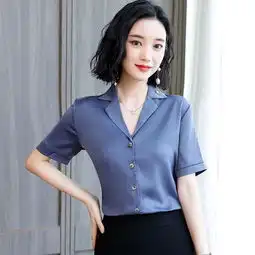 真丝深卡其布色圆点夏季荷叶领衬衫