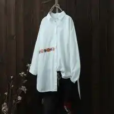 不规则白衬衫女