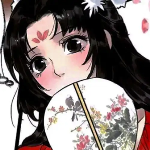 红色手绘古风女生头像