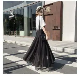 春上新半身裙女春夏季2019新款高腰仙女网纱裙ins超火的裙子中长款纱裙